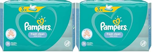 Pampers Fresh Clean 81688041 Lingettes humides pour bébé 52 pièces (Wet Baby Wipe, Sac en plastique, Girl/Boy, Turquoise, Blanc, Allemagne, 896,7 g) (Lot de 2)