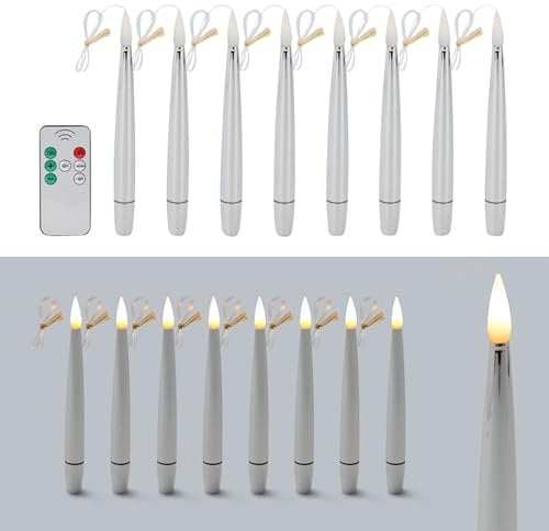 Online Fuchs 8 fliegende LED Kerzen mit Fernbedienung und Timer - Flying Candles - Schwebende Christbaumkerzen, Weihnachtskerzen (Silber)