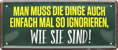 schilderkreis24 Blechschild 28×12 cm – lustige Sprüche – robuste Metall-Wanddeko für Zuhause, Büro & Shop (Man muss die Dinge einfach mal so ignorieren, wie sie sind!)