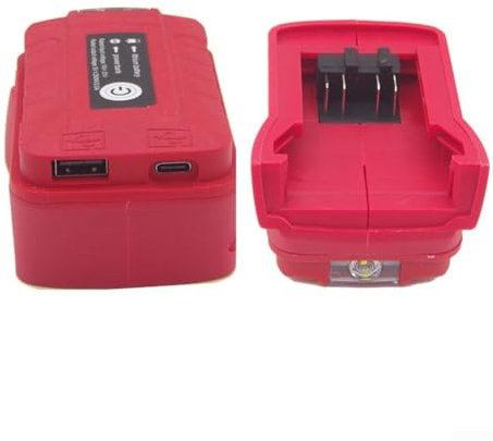 Battery Adapter For Milwaukees 18V Battery Adaptor With Dual USB Charger & DC Port & LED Work Light- Power Supply Compatible With Milwaukees 49-24-2371 Power Source Charger (B)