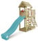 WICKEY Spielturm Klettergerüst JoyFlyer mit Holzdach & Rutsche, Outdoor Kinder Kletterturm mit Sandkasten, Leiter & Spiel-Zubehör für den Garten (türkis)