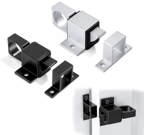 2 Stück Automatische Türriegel Federverriegelung, Spring Schlossriegel mit Zugring, Verriegelung Federriegel, Riegelschloss Schieberiegel, Bolzenriegel Torriegel für Fenster, Holztüren (2)
