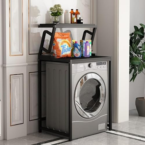 YCNLYSSR Tiers Washing Machine Storage Rack,Over The Washer and Dryer Storage Shelf,Space Saving Shelving Units,Laundry Room Storage Organizer,Drum Washing Machine Cabinet(Black) Tumble drye