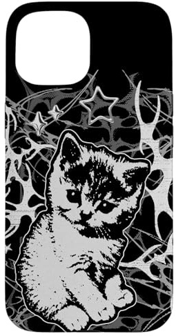 Y2K Cat Cute Emo 2000s Grunge Vintage Graphic Hülle für iPhone 15