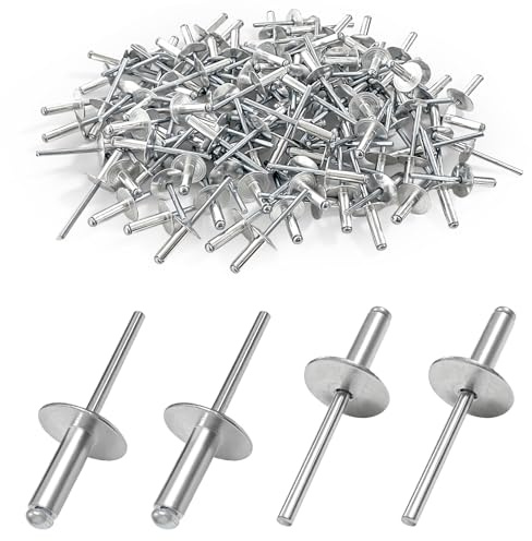 Jerhyun 120 Pièces Rivet Pop, Rivets Aveugle en Aluminium, 4.8x16x16mm | Rivet Pop Applicable Appareils Électroménagers, Véhicules Moteur et Équipements Mécaniques
