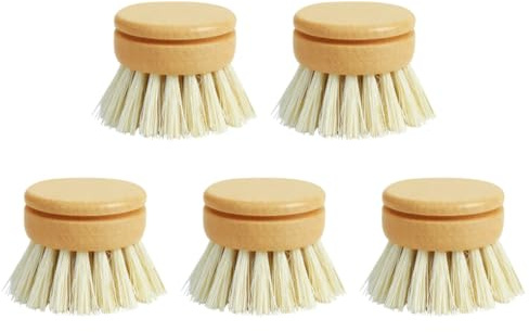 Scheuerbürste aus Holz | Umweltfreundliche Ersatzköpfe für Spülbürsten – 5 Stück Scheuerbürsten aus natürlichem Sisal, Hanf und Buchenholz