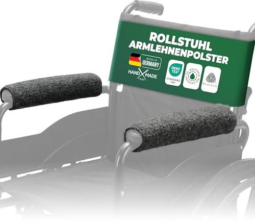 NOVALIV Armlehnen-Schoner 2er Set anthrazit – Gepolsterte Armlehnenpolster für Rollstuhl, Büro- & Esszimmerstuhl – Weiche Auflagen, Schutz vor Abnutzung – Komfort Zubehör für Alltag & Pflege