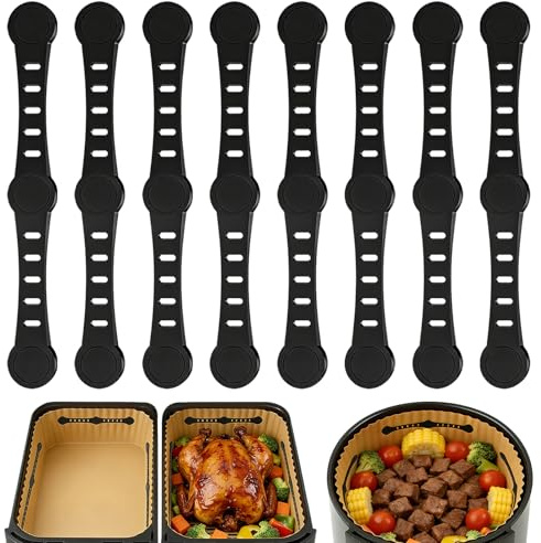 Calamite per Friggitrice ad Aria 8 Pezzi, Clip Magnetiche in Silicone Resistente al Calore 662°F per Tenere la Carta Forno - Accessori per Tutti i di Friggitrici ad Aria con Cestello Metallico