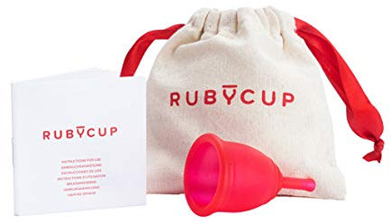 Ruby Cup Hypoallergene Menstruationstasse, Größe S (klein, leichte Periode), Rot, ideal für Anfänger, praktische und zuverlässige Alternative zu Tampons/Einlagen