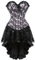 Jutrisujo Korsett Kleid Rock Damen Corset Dress Gothik Spitze Corsagenkleid Viktorianisch Rosa Schwarz 5XL