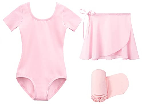 Stelle Ballet Leotards for Girls Toddler Dance Dress Outfit Combo with Skirt and Tights (Toddler/Little Kid/Big Kid)(Ballet Pink (Adjustable Tie), 85)