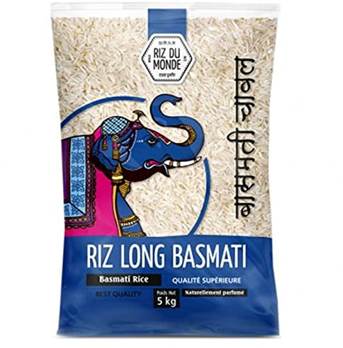 Riz du Monde Riz Long Basmati Qualité Supérieure 5Kg (lot de 2)