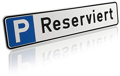 Betriebsausstattung24 Geprägtes Parkplatzschild aus Aluminium in Nummernschildform - Reserviert - KFZ-Kennzeichen - für Ihren Parkplatz & Stellplatz - 52,0 x 11,0 cm