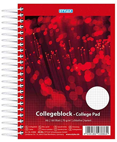Spiral-Collegeblock / 160 Blatt / Schreibblock / DIN A6 / kariert