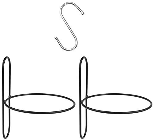 Cabilock 2 Stück Blumentopf Halterung zum Aufhängen Blumentopfhalter Eisen Kunst Ring mit S Haken Klein Pflanztopf Blumentopf Aufhänger Kunstblumen Bonsai Halter Balkon Zaun Wand Garten Mittel