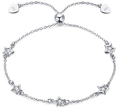 MEDWISE Damen Stern Armband 925 Sterling Silber Verstellbar Stern Armbänder Schmuck Geschenke für Frauen Mädchen