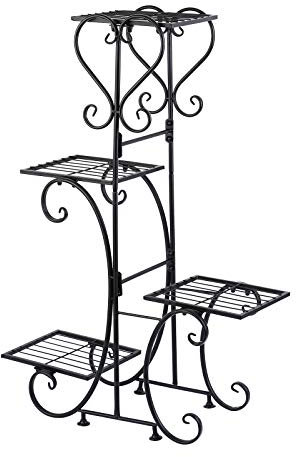 Samger Portavasi Fioriera Metallo Stand di Piante 4 Piante Supporto per Fiori Facile da Installare per Casa, Giardino, Spettacolo, Parco