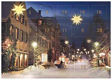 Laktosefreier Adventskalender mit Nougat-Füllung und weißem Schoko-Überzug (VEGANE SCHOKOLADEN-MANUFAKTUR) 300g
