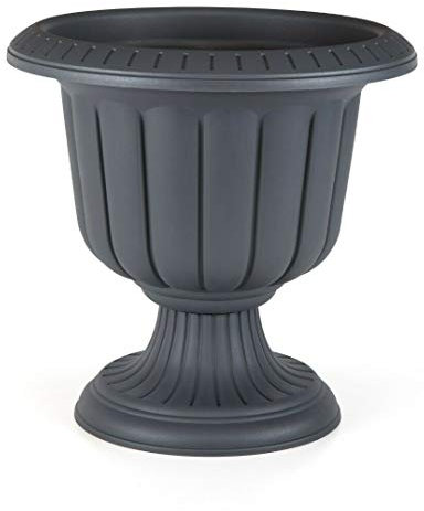 Tamersgifts Plastic Round Garden Urn Plant Pot Planter Outdoor Garden Stand Round -3 colours (Gunmetal Grey, Large)