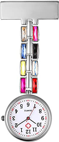 Avaner Krankenschwesteruhr Kristall Pflegeruhr Analog Quarzwerk FOB pulsuhr Ansteckuhr emaille Handwerkskunst golden schwesternuhren mit Pin/Clip Set Arzt Doktor Medical Taschenuhr