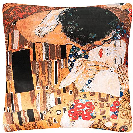 VON LILIENFELD Kissen Kunst Motiv Gustav Klimt Der Kuss Dekokissen 40 x 40 cm Sofakissen Deko Haus Wohnzimmer Kissenbezug mit Füllung beidseitig Bedruckt