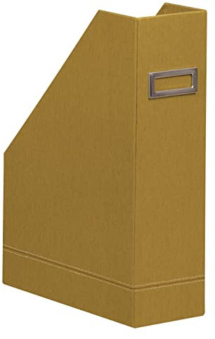 RHODIA 194538C - Porte-Revues Or -10 x 25 x 31 cm - Piqûres Sellier Orange - Extérieur Simili Cuir-Collection Home Office rama - Organisation de Bureau & Rangement Design