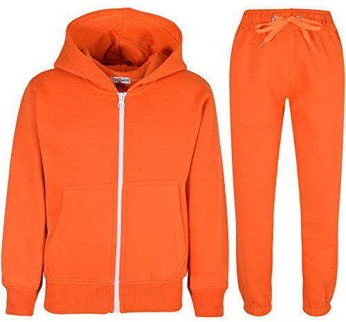 A2Z 4 Kids Mädchen Jungen Einfarbig Trainingsanzug Kapuzenpullover - T.S Plain Orange 9-10