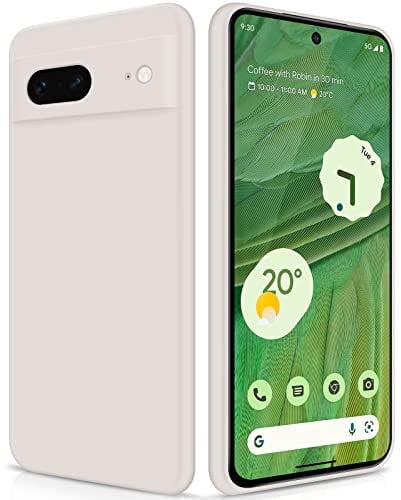 GiiYoon Case Compatible with Google Pixel 7, Silky-Soft Touch Full-Body Protective Phone Silicone Case, Shockproof Cover with Microfiber Lining, off white