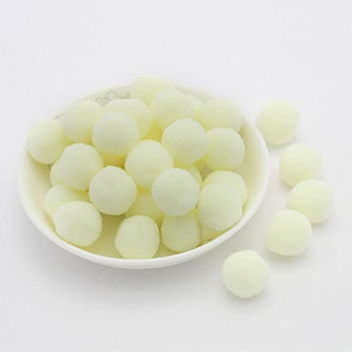 20mm ca. 50 Stück Bunte Mini Pompons zum Basteln filzkügelchen Bunt pom pom Bälle Kleine Bommeln Flauschigen Plüschbälle für Dekorieren Verzieren Nähen DIY Kreativen Handwerk,Creme