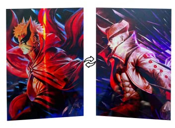 KARMA-X Großes 30x40CM Naruto 3D-Poster mit zweifachem Übergang | Anime Manga Poster Wandbild | Wanddeko Geschenk | Naruto & Jigen