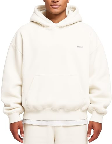 SMILODOX Dawson Hoodie Herren - Oversize Kapuzen Pullover - Langarm Hoody Sweatshirt, Optimal für Sport, Streetstyle und Alltag, Bequem und Vielseitig Kombinierbar, Größe:S, Color:Creme