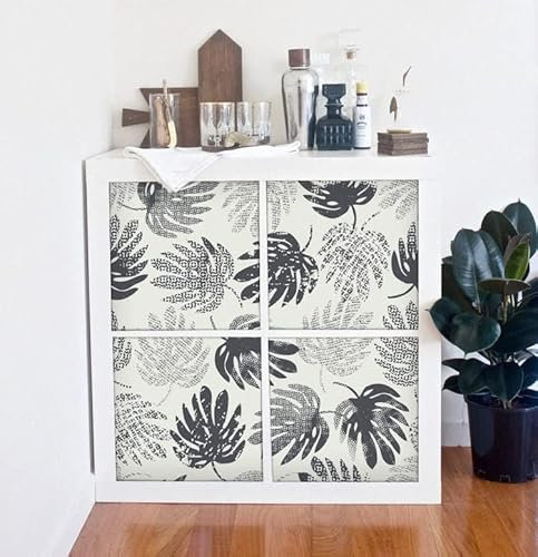 Coloray Möbel-Aufkleber Regal Kallax Selbstklebend Expedit Set 8x 33x33 cm - Graue Blätter