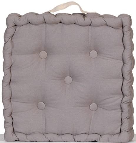 Atout Ciel Cuscino da pavimento 40 x 40 cm con manico a contrasto, grigio, quadrato