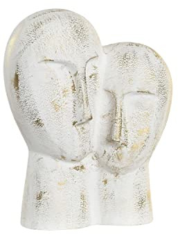 DKD Home Decor Dekofigur 23 x 10 x 30 cm goldenes Gesicht Aluminium weiß