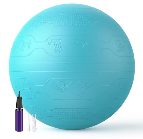 PROIRON Yoga Pregnancy Ball with Postures - Anti Burst Extra thick for Birthing Exercise - Gym Swiss Ball with Hand Pump for Yoga, Pilates, Fitness, Pregnancy, Labour, Balance, Stability