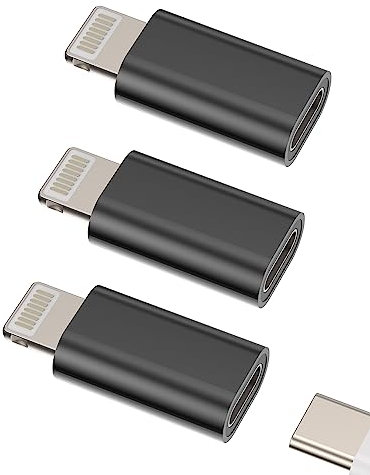 USB C Female to Lightning Male Adapter (3 Pack)Type C Charger Cable Charge Port Converter for Apple iPhone 14 13 12 11 Pro Max Mini Xs SE 6 7 X Xr 8 Plus Ipad Air Thunderbolt 4 Charging Cord Connector