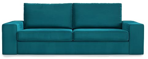 MASTERS OF COVERS Ersatzbezug Kompatibel mit Kivik 3 Sitzer Sofa, Kivik 3 Sitzer Sofabezug, Kivik Bezug, Kivik 3er Bezug, Kivik Loveseat Bezug, 228 x 95 x 83 cm (Türkisblau, Samt)