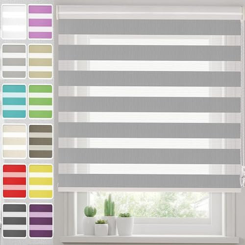 Tende a Rullo su Misura 110 x 300 cm Tutte le Parti di Montaggio Incluse, Tapparella di Avvolgibile Montaggio con e senza Fori, per Finestra o Porta, Grigio Chiaro
