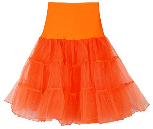 Tüllrock Damen Tüll Rock Tütü Karneval Kostüm Petticoat Tanzkleid 50er Vintage Ballet Tanzrock Ballkleid Tanzkleid Kurz tütü Rockabilly für Halloween Karneval Party Orange