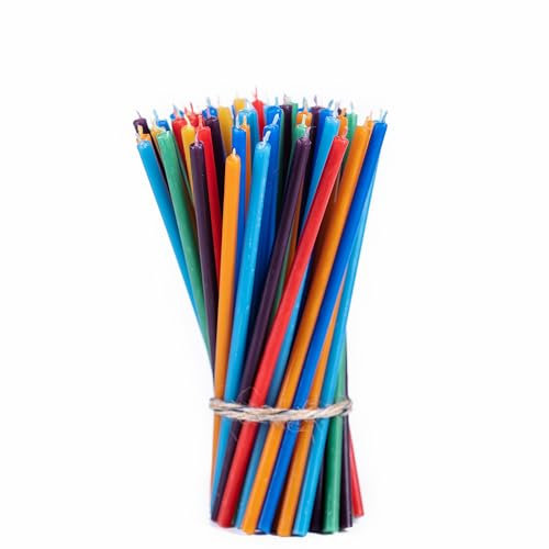Danilovo Candele di cera d'api (multicolore) – Candele ortodosse per preghiera Rituals decorazione da tavolo 70 pezzi (7 colori, altezza 16,5 cm)