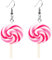 LJFEA 1 Paar rosa Lollipop Candy Dangle Earrings Weiche Keramik Lollipop Ohrringe Frauen Mädchen