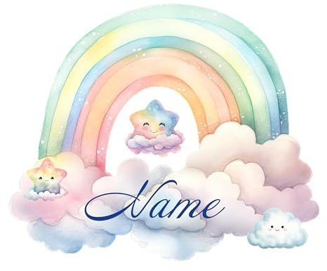 GRAZDesign Graz Design - Adhesivo decorativo para pared (69 x 57 cm), diseño de arco iris con nombre personalizado
