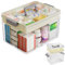 ADERTOS Medicine Box Storage Box 2 Layer First Aid Box Case Portable Medicine Chest Storage Box Container Household Medical Box Organizer Large Capacity Medicine Storage Bins with Lid Handle for Home