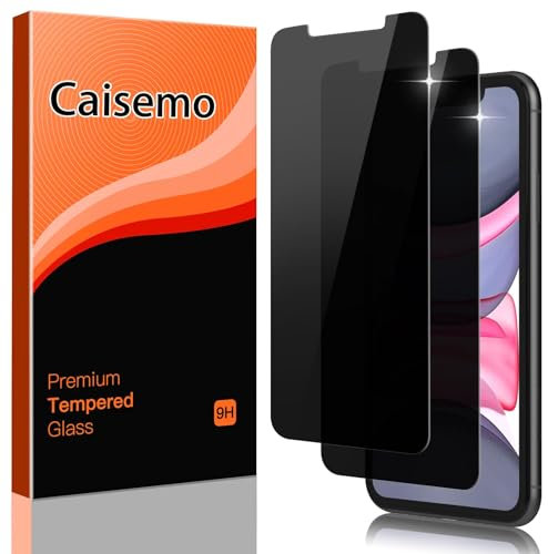 Caisemo 2 Pack For iPhone 11, iPhone XR 6.1 Privacy Tempered Glass Screen Protector, 9H Hardness, Anti Scartch,Anti Spy