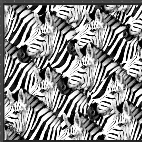 Textrend Jersey Stoff Meterware Kinder - 100% Baumwolle - Stoff zum Nähen - Textilien 1x1.6m - Entwürfe für Kinder (Schwarze und weiße Zebras)