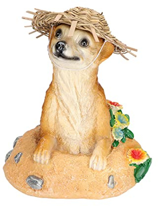 HWGING Straw Hat Meerkat Ornaments Garden Animal Statue Flower Pot Decoration Resin Crafts for Lawn Garden