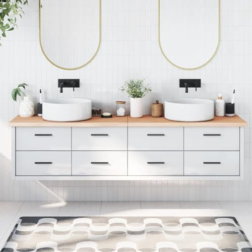 CIADAZ Waschtischplatte 200x60x4 cm Massivholz Unbehandelt, Arbeitsplatte, Holzplatte, Schreibtischplatte, Waschtischplatte, Küchenarbeitsplatte - 3156079