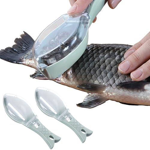Ulawellor 2 Pcs Grattoir à Écailles de Poisson,Poisson Ecaille Nettoyage Ecailleur Poisson Professionnel pour Maison,Cuisine,Restaurant,Outils de Cuisine Gadgets de Cuisine avec des Couvercle (Bleu)