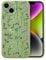 RALEAVO Flower Case for iPhone 14, Liquid Silicone Shockproof Protection Case Cover for Girls Women with Aesthetic Cute Floral Patterns Soft Slim Phone Case for iPhone 14 6.1-Green