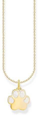 THOMAS SABO Kette mit Pfoten-Anhänger und weißer Emaille vergoldet 750 Gelbgold Vergoldung, 925 Sterlingsilber, Kaltemail